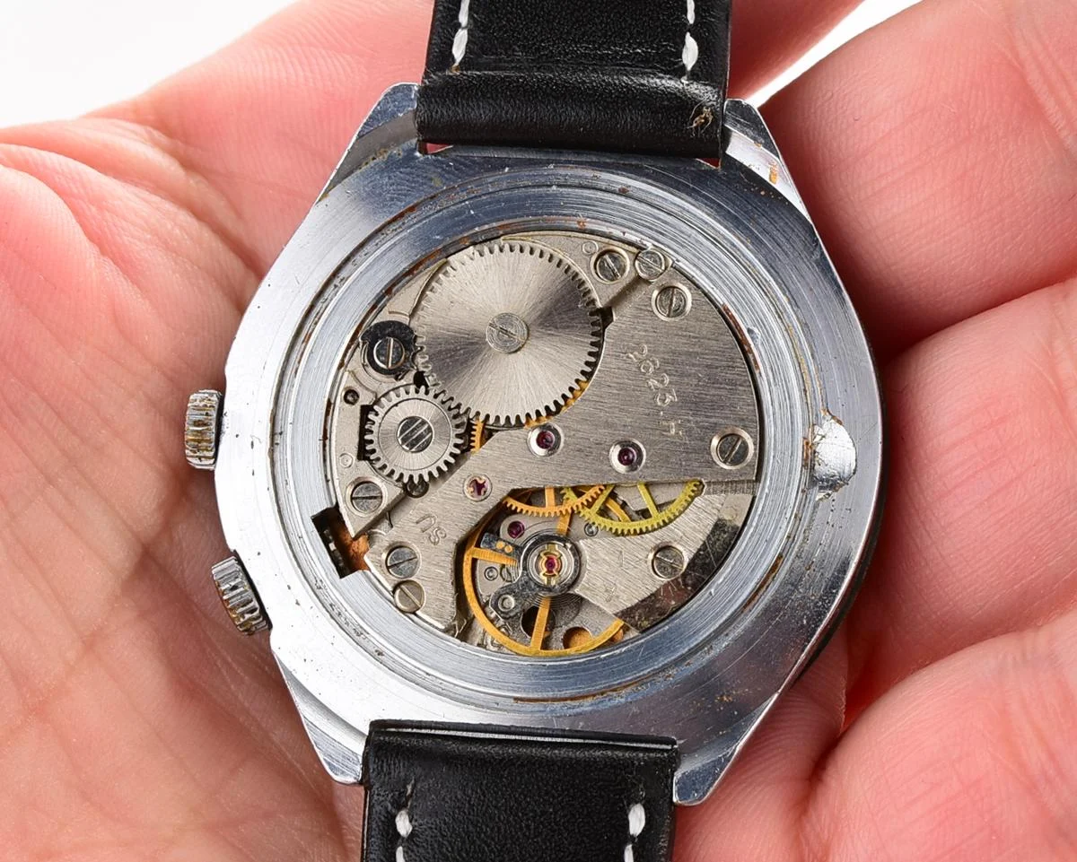 Vintage mechanical Raketa watch with 24 hours dial