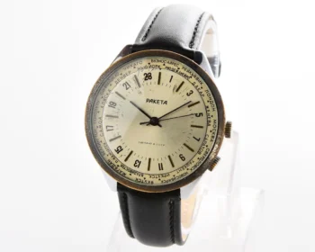 Vintage mechanical Raketa watch with 24 hours dial