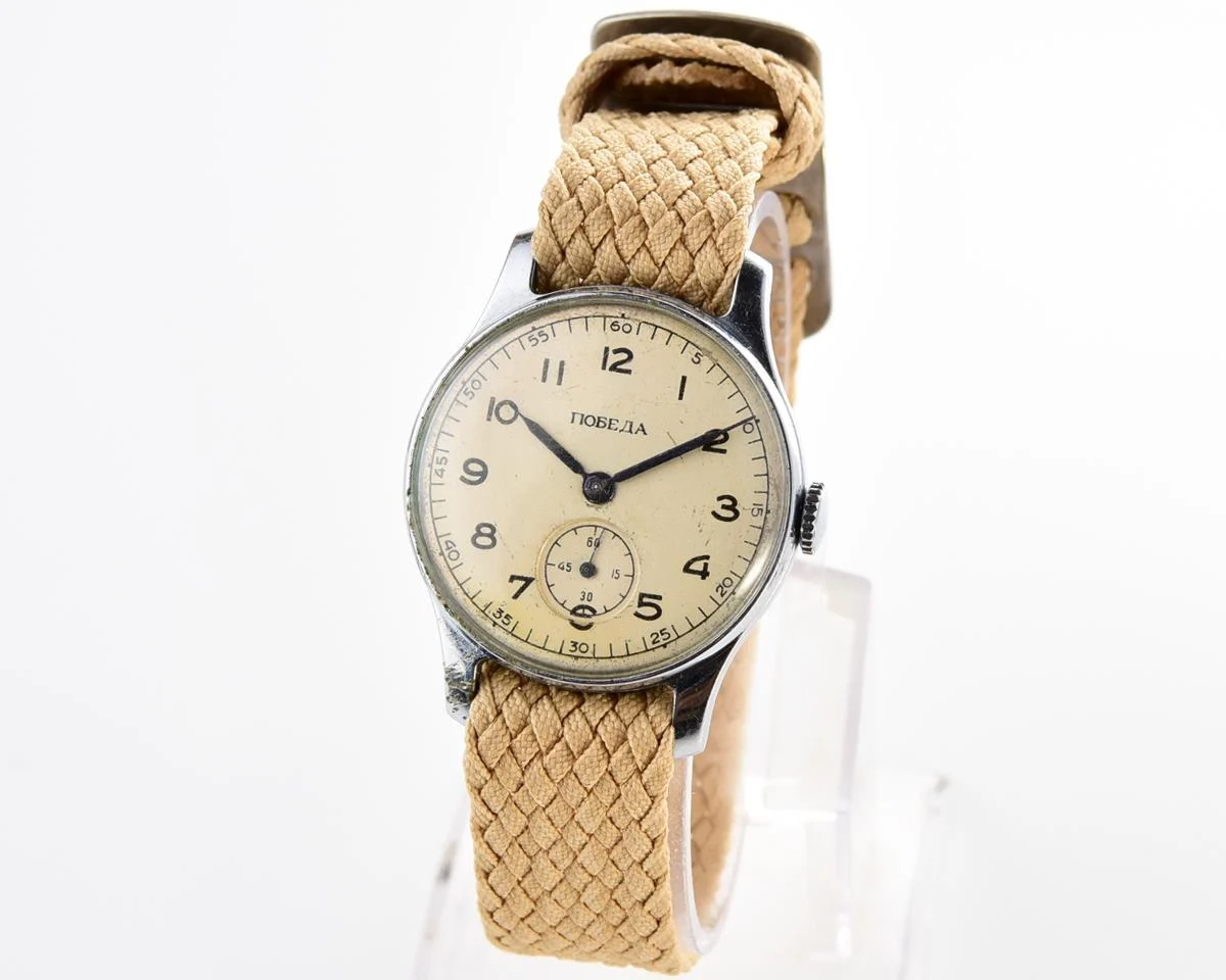 Rare!!! version vintage Soviet mechanical wrist watch Pobeda, 2nd quarter 1953