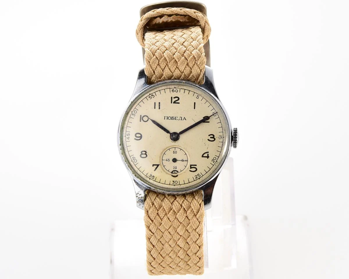 Rare!!! version vintage Soviet mechanical wrist watch Pobeda, 2nd quarter 1953
