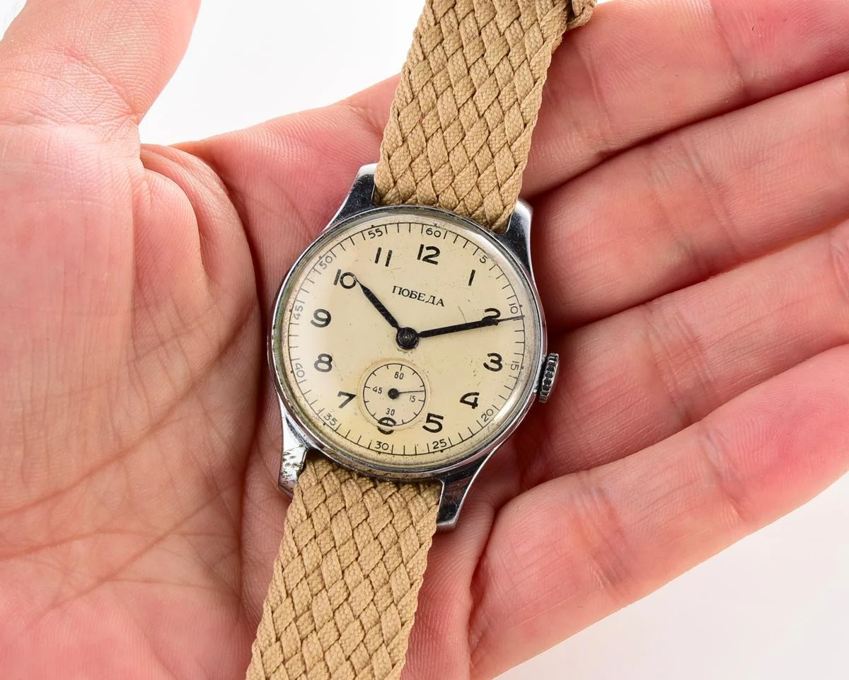 Rare!!! version vintage Soviet mechanical wrist watch Pobeda, 2nd quarter 1953