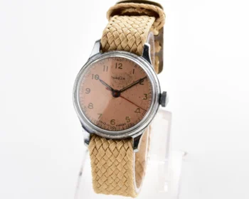 Rare! Vintage Pobeda watch with central seconds hand, bronze dial & uncommon hermetic case, from 3rd quarter of 1954