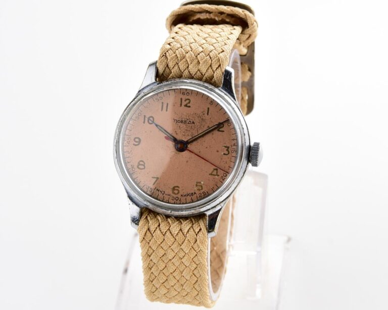 RARE! Vintage POBEDA watch with central seconds hand, bronze dial & uncommon hermetic case, from 3rd quarter of 1954