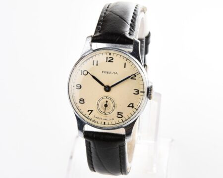 Excellent vintage soviet mechanical POBEDA wrist watch from 1st quarter 1955