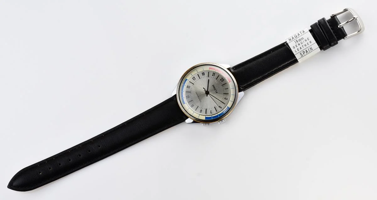 Vintage mechanical Raketa watch with 24 hours dial