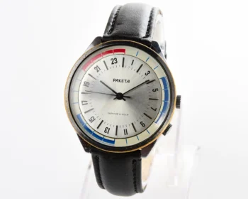 Vintage mechanical Raketa watch with 24 hours dial