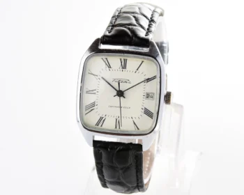 Vintage Soviet Raketa mechanical watch with roman dial and engraved back
