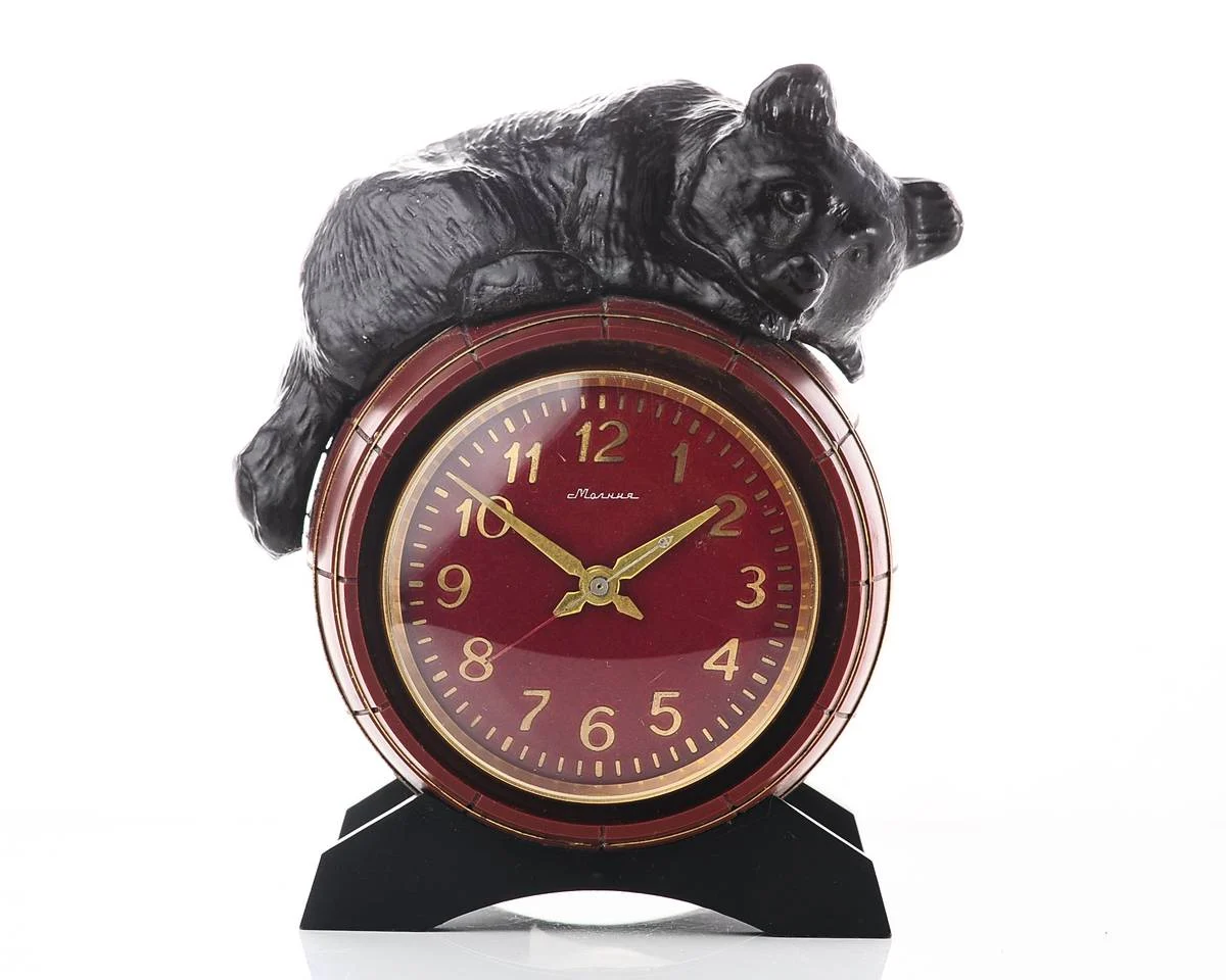 Molnija bear on the barrel table clock - 14 days power reserve!