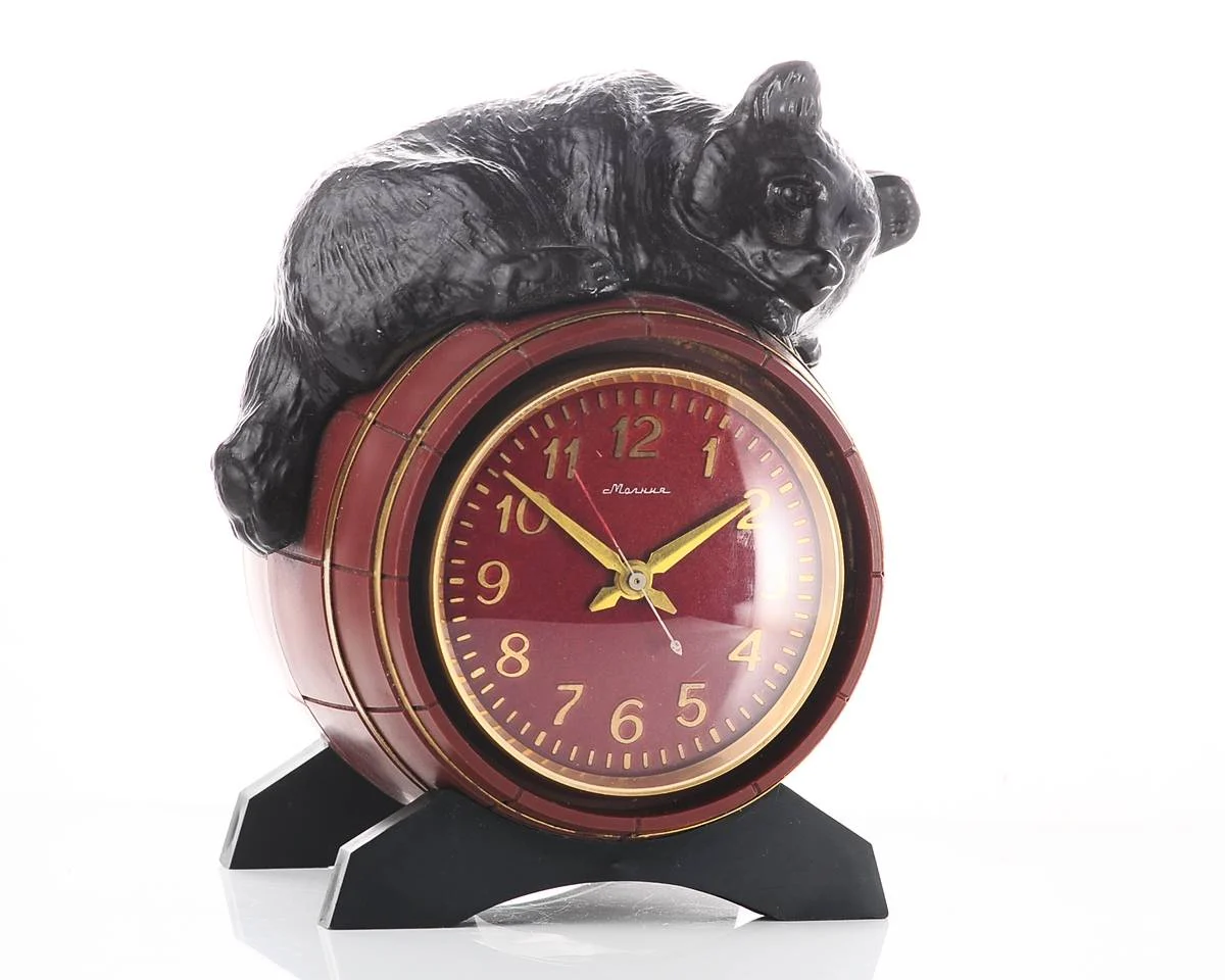 Molnija bear on the barrel table clock - 14 days power reserve!