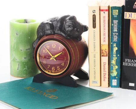 Molnija bear on the barrel table clock - 14 days power reserve!
