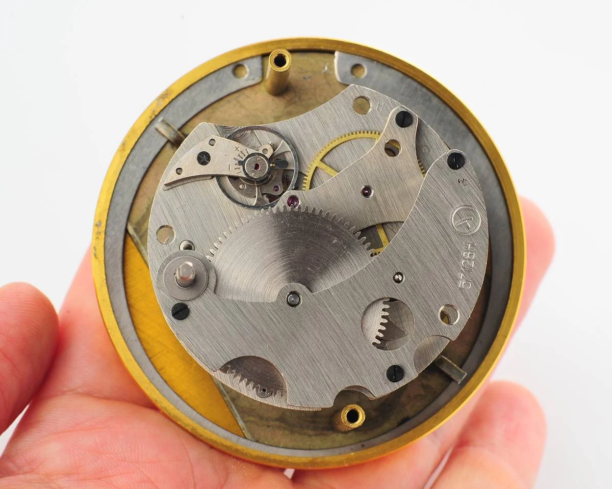 watch table clock Molnija Green MARBLE & brass 5674-0017
