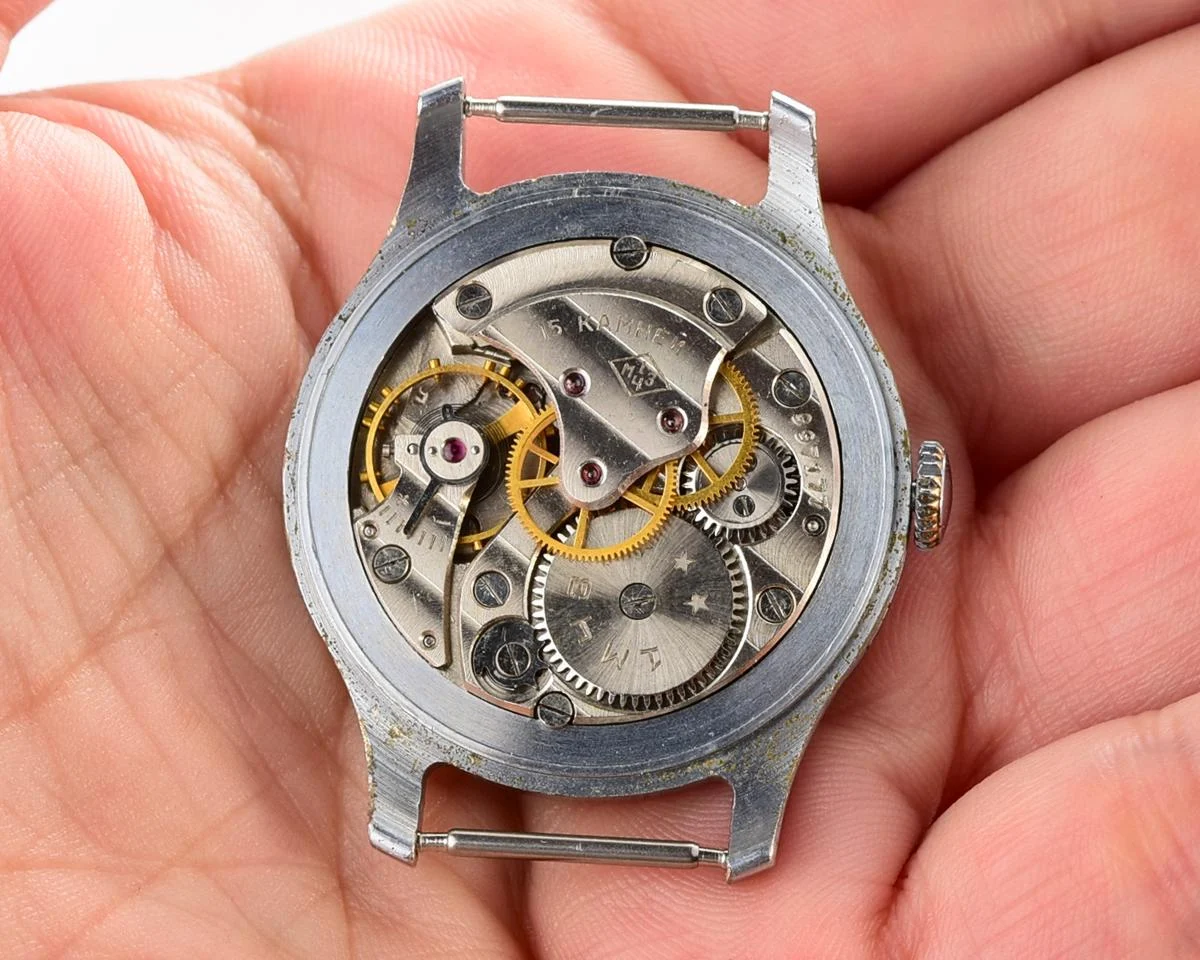 Vintage Pobeda watch with central seconds hand