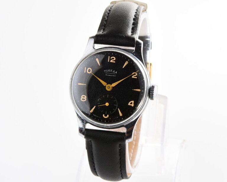 Vintage soviet mechanical POBEDA wrist watch with rare dial