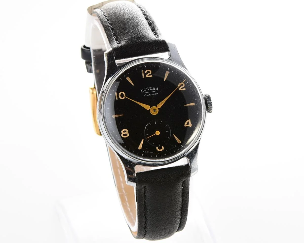 Vintage Soviet mechanical Pobeda wrist watch with rare dial