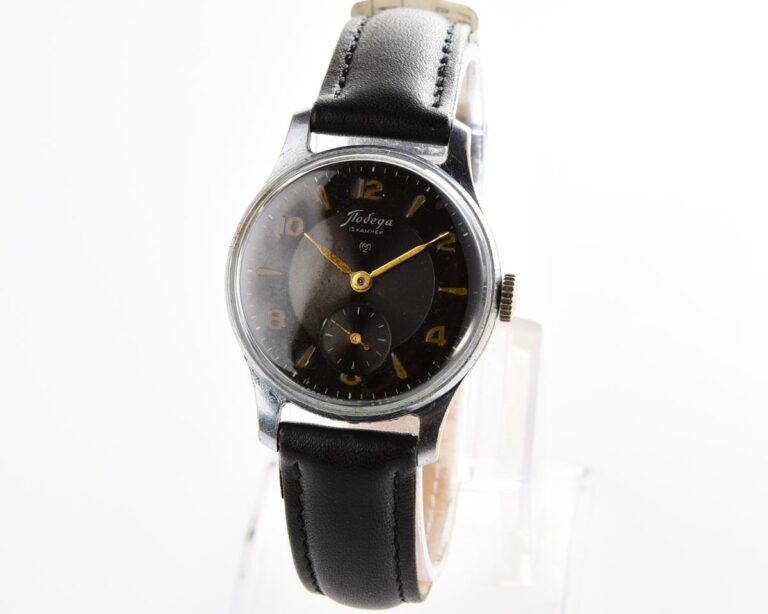 Vintage soviet mechanical POBEDA wrist watch from 3rd quarter 1956