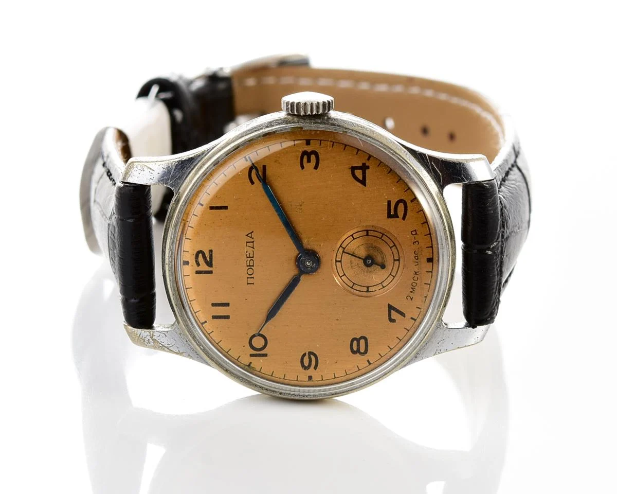 Excellent vintage Soviet Pobeda watch with bronze dial, 2nd quarter of 1956