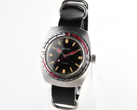 Soviet Vostok Amphibia watch, stainless steel tonneau case
