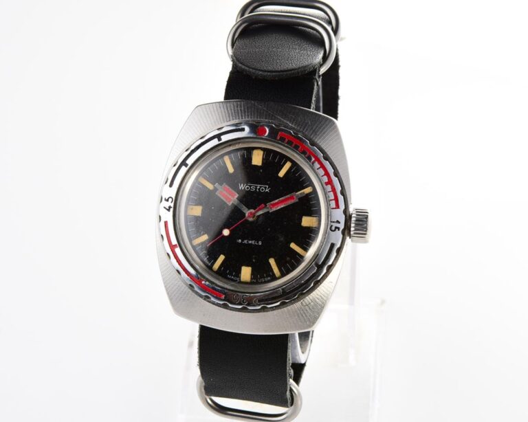 Soviet Vostok Amphibia watch, stainless steel tonneau case
