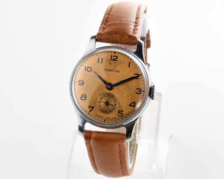 Vintage soviet POBEDA watch with bronze dial, 3rd quarter of 1955