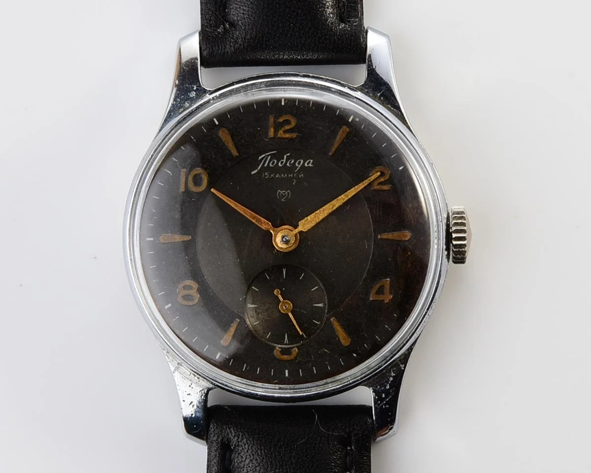 Vintage Soviet mechanical Pobeda wrist watch from 1950s
