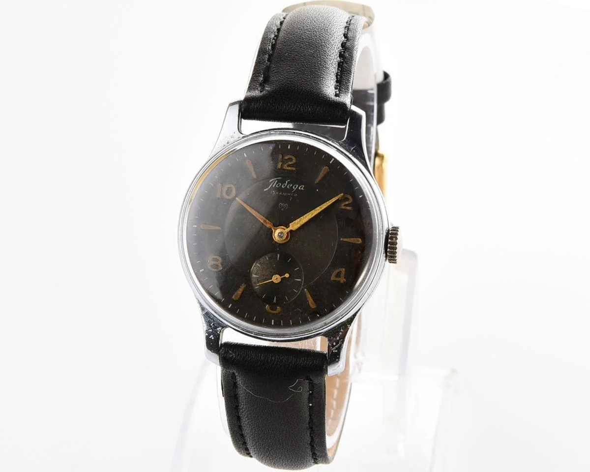 Vintage Soviet mechanical Pobeda wrist watch from 1950s