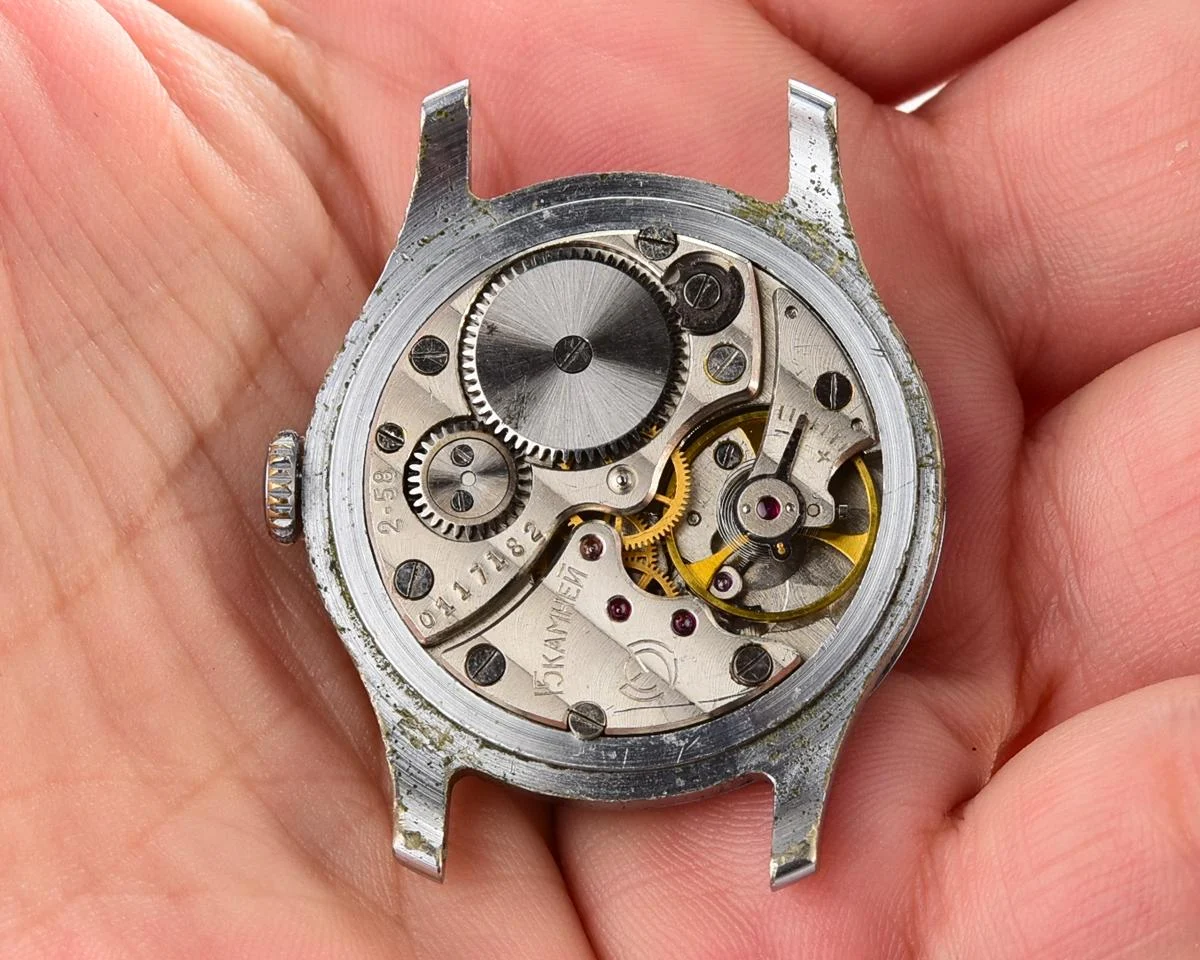 Vintage Soviet mechanical Pobeda wrist watch, 2nd quarter of 1958