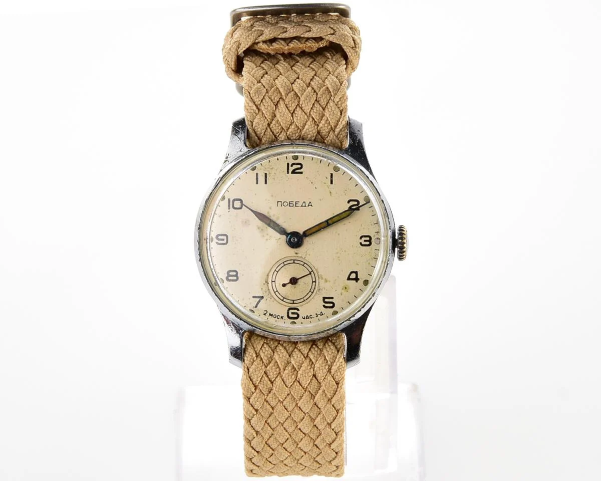 Vintage Soviet mechanical Pobeda wrist watch, 2nd quarter of 1958
