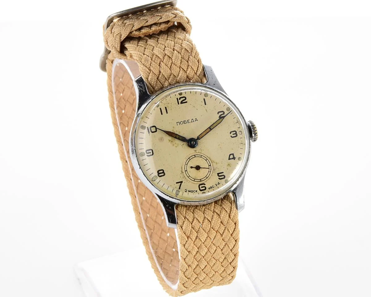 Vintage Soviet mechanical Pobeda wrist watch, 2nd quarter of 1958