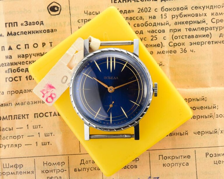 TIME CAPSULE: mechanical POBEDA wristwatch with box and passport – New Old Stock(NOS)!