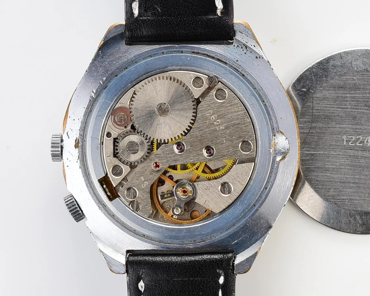 Vintage mechanical Raketa watch with 24 hours dial
