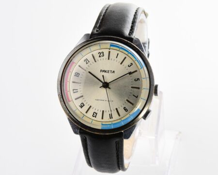 Vintage mechanical Raketa watch with 24 hours dial