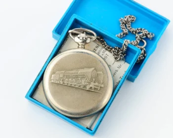 TIME CAPSULE: Molnija pocket watch with train, New Old Stock!