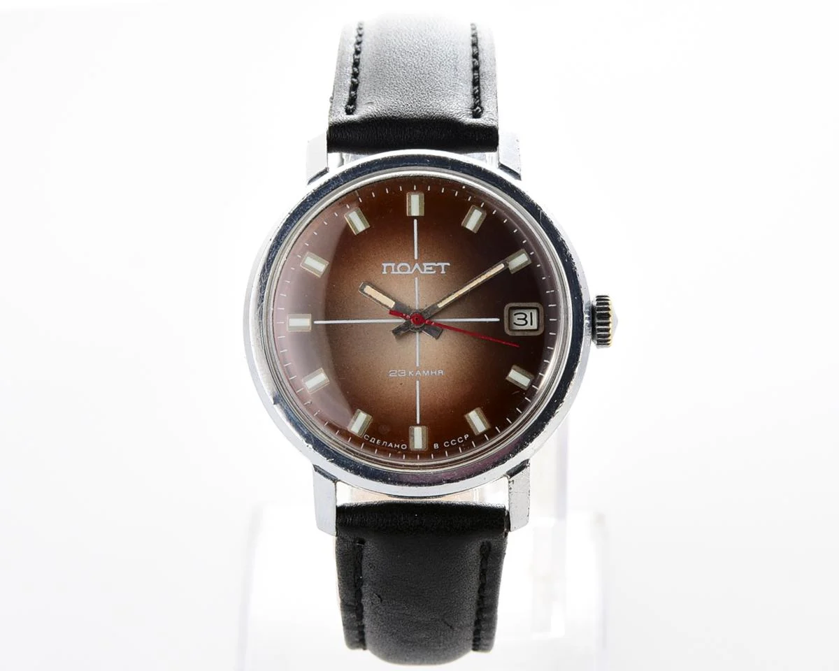 Soviet Poljot mechanical wrist watch with automatic self winding movement