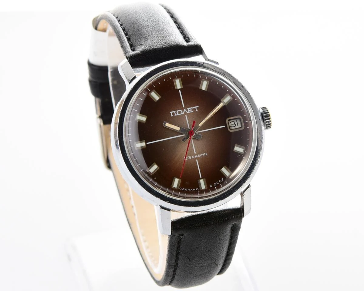 Soviet Poljot mechanical wrist watch with automatic self winding movement