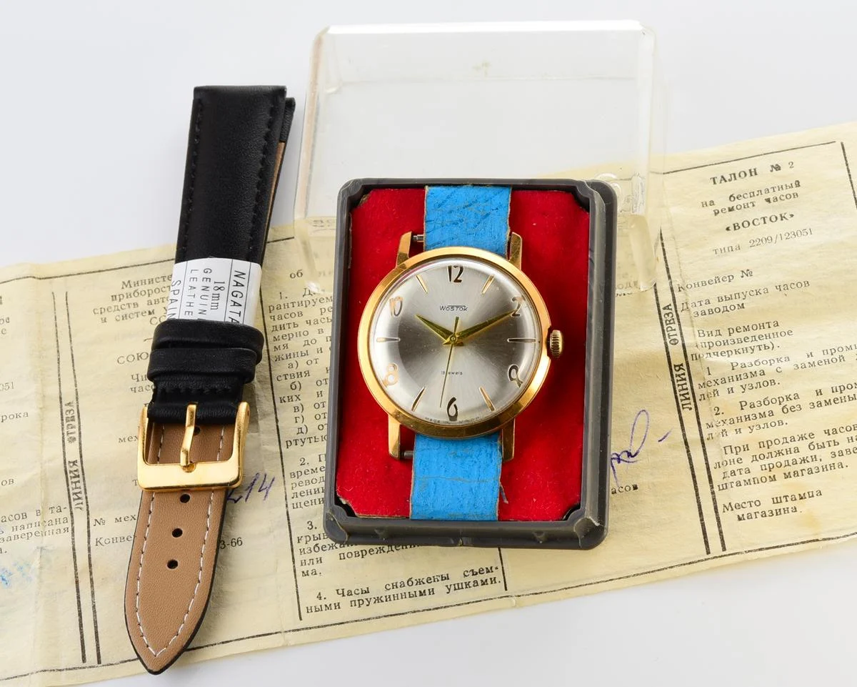 Soviet Wostok (Vostok) mechanical gold-plated watch with box and passport!
