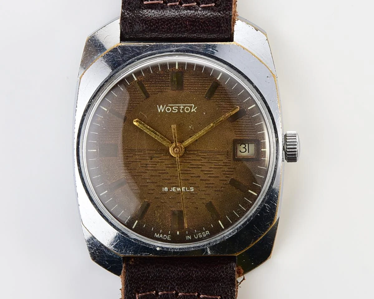 Export Wostok (Vostok) mechanical watch with beautiful textured teal dial