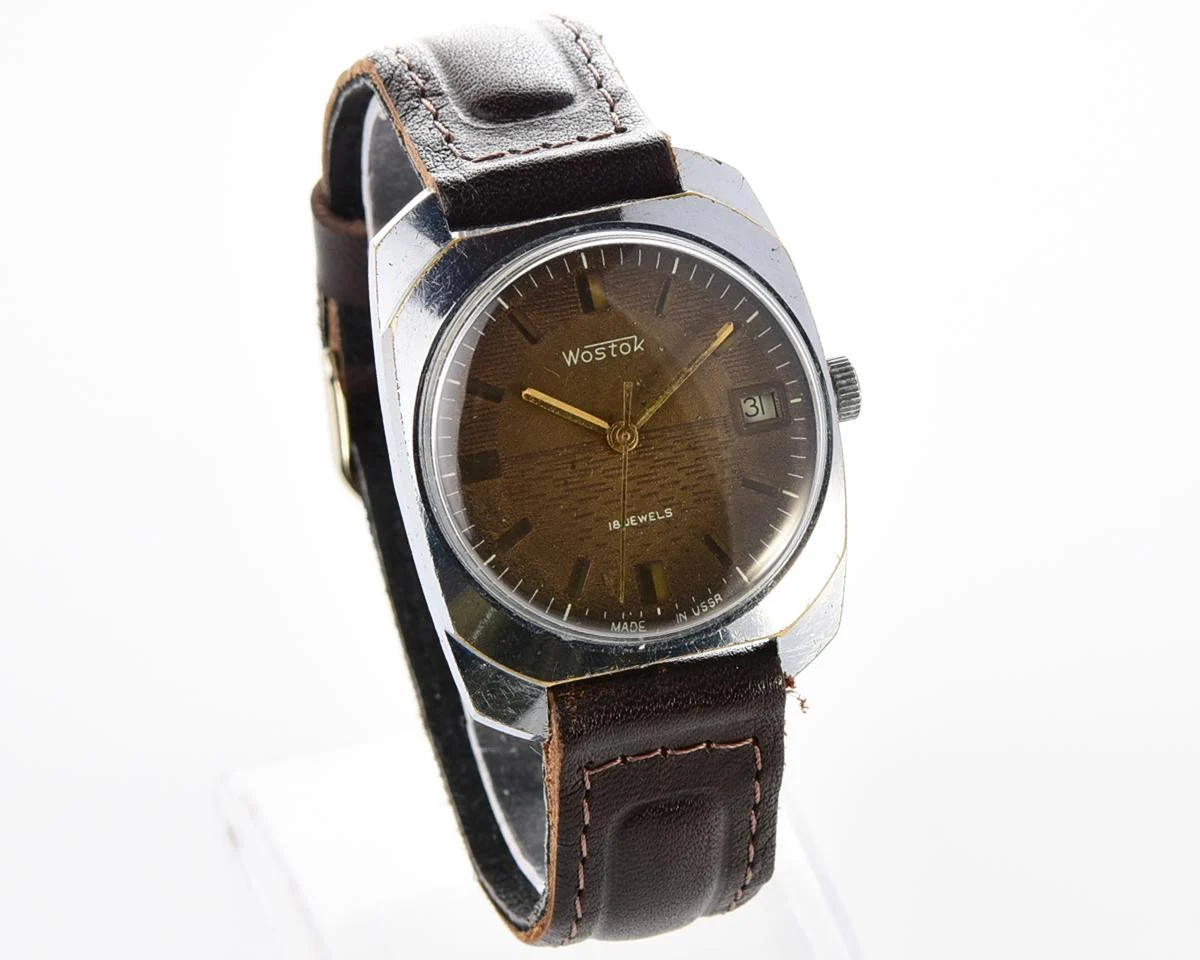 Export Wostok (Vostok) mechanical watch with beautiful textured teal dial