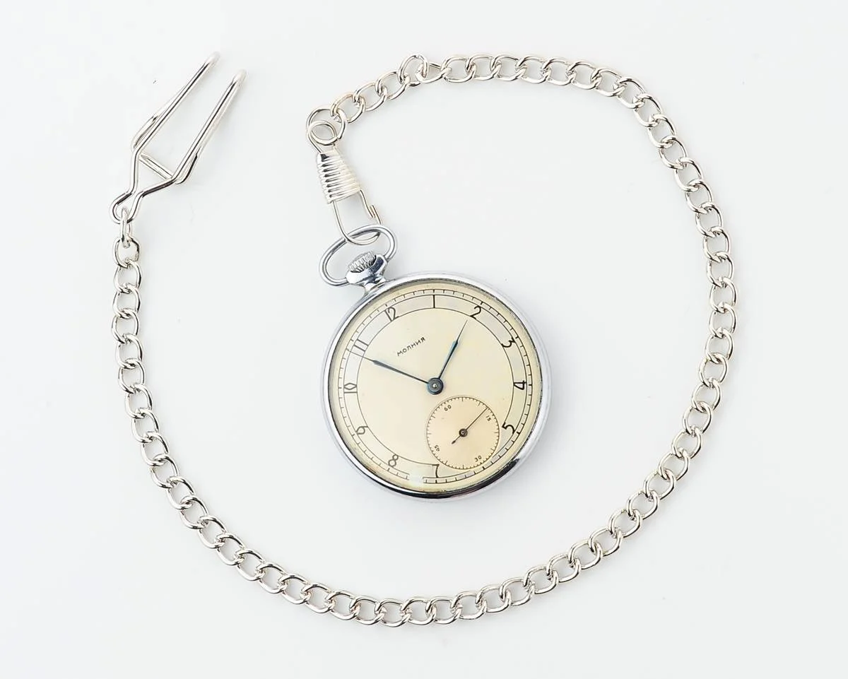 Molnija open face vintage Soviet pocket watch, 2nd quarter of 1954!