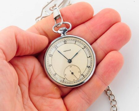 MOLNIJA open face vintage soviet pocket watch, 2nd quarter of 1954!