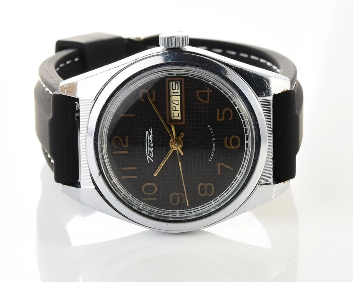 Raketa vintage mechanical wrist watch with double calendar
