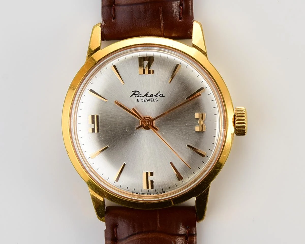 Excellent vintage gold-plated Raketa Baltica mechanical watch