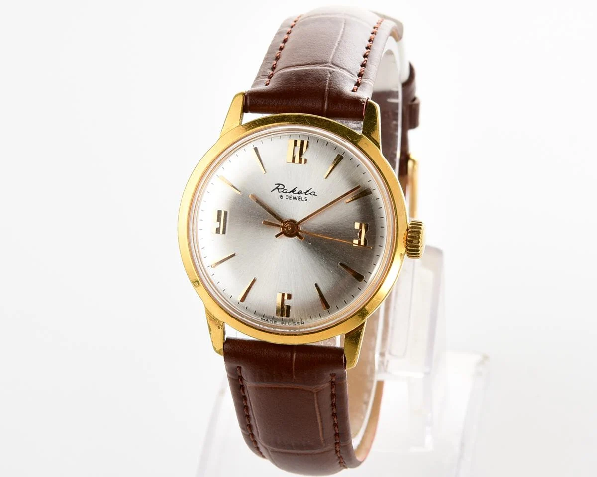 Excellent vintage gold-plated Raketa Baltica mechanical watch