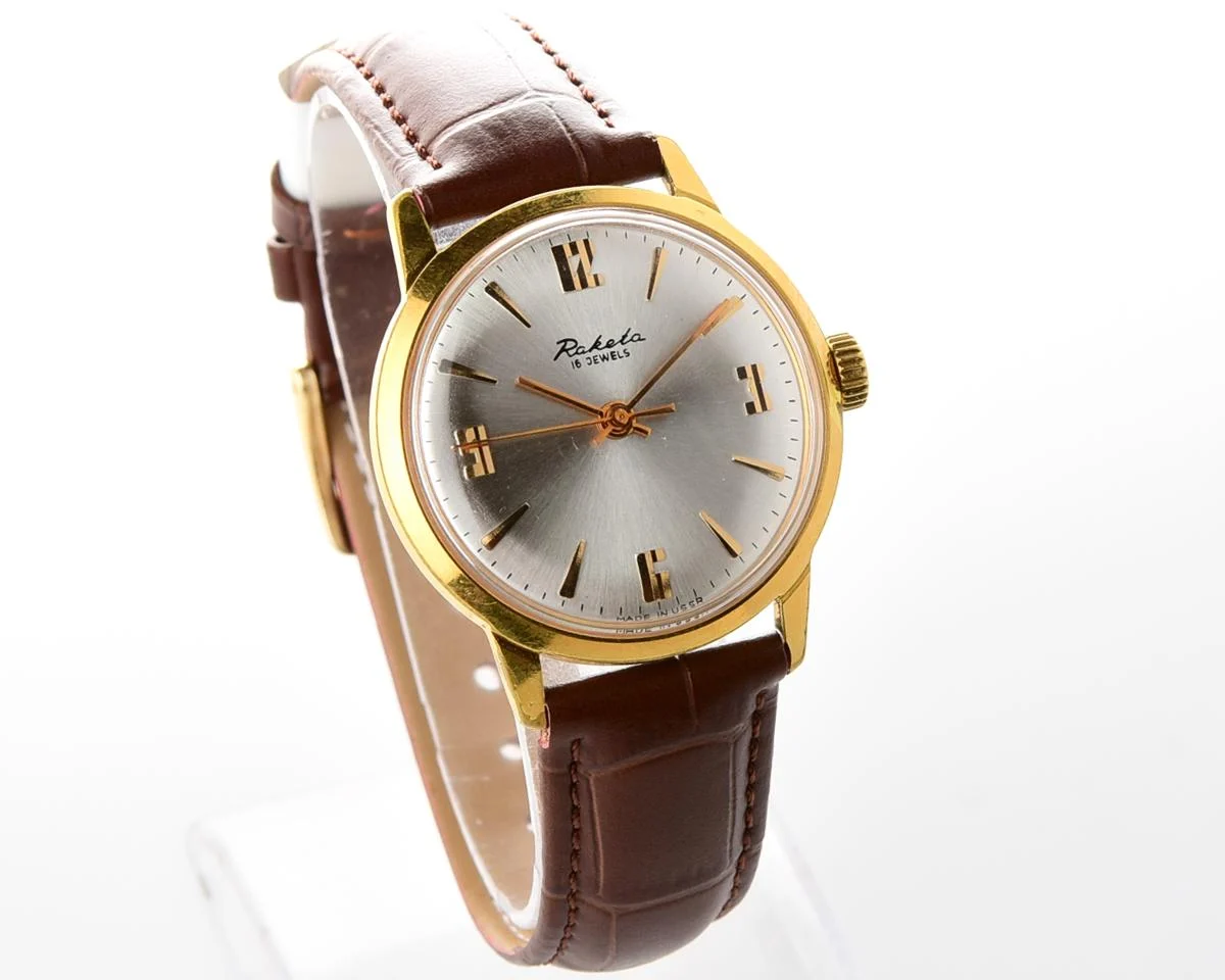 Excellent vintage gold-plated Raketa Baltica mechanical watch