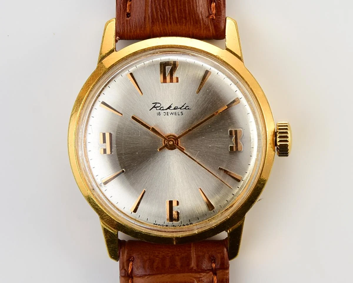 Vintage gold-plated Raketa mechanical watch