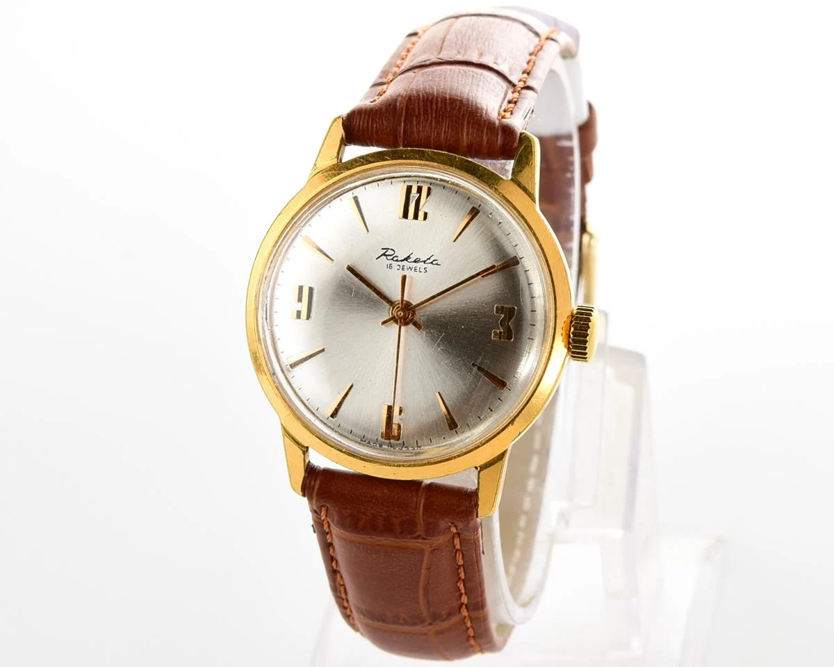Vintage gold-plated Raketa mechanical watch