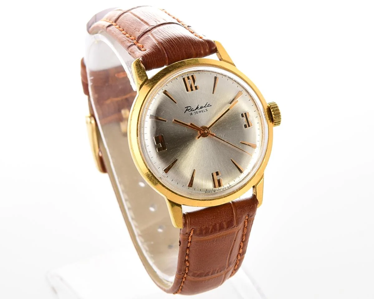 Vintage gold-plated Raketa mechanical watch