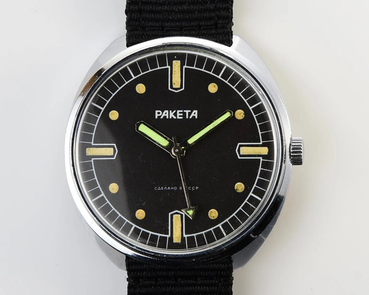 Soviet Raketa military style mechanical watch