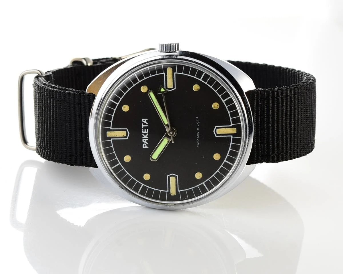 Soviet Raketa military style mechanical watch