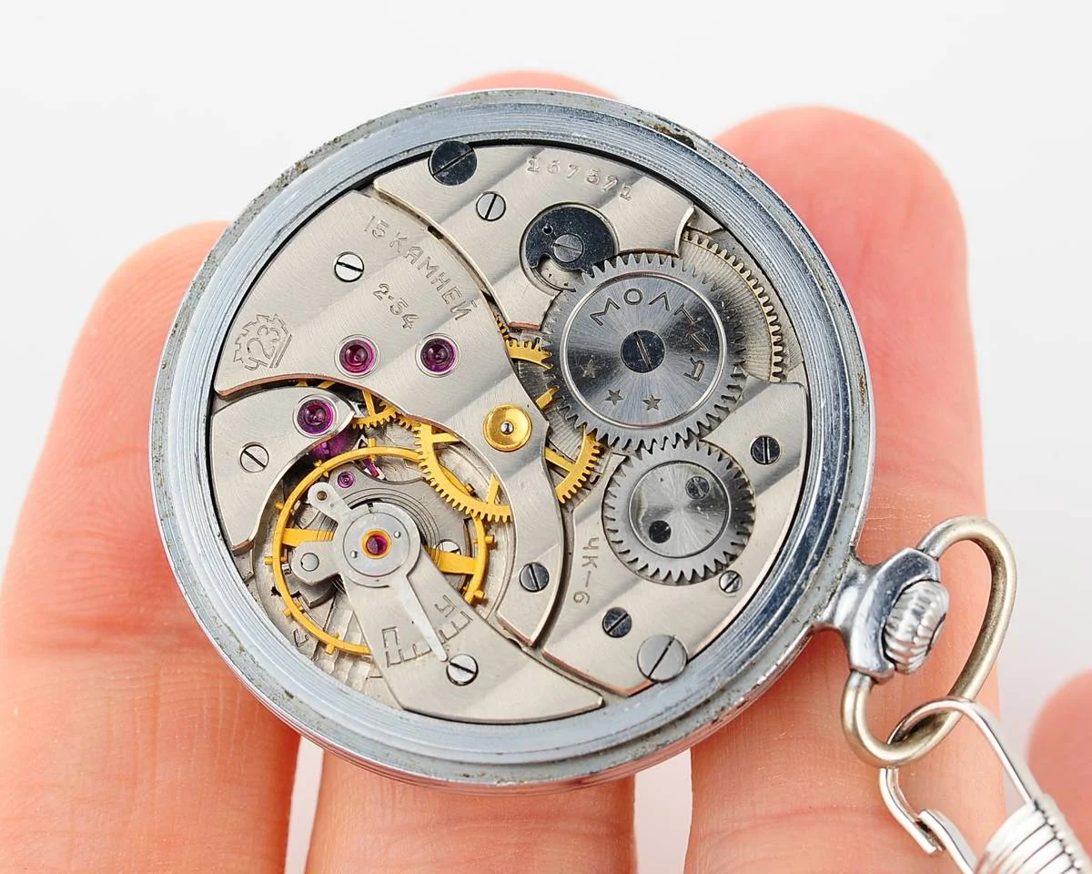 Molnija open face vintage Soviet pocket watch, 2nd quarter of 1954!