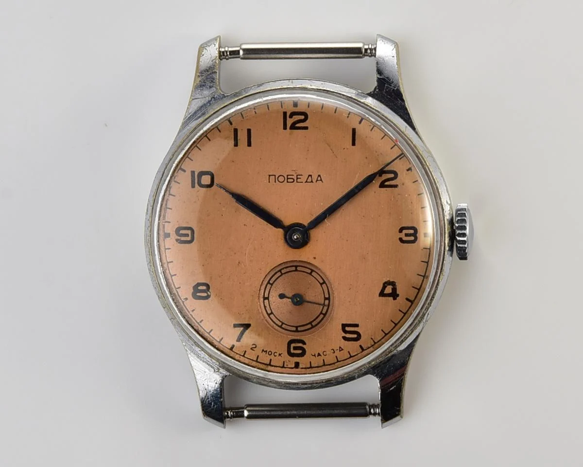 Excellent Soviet Pobeda watch with bronze dial, 3rd quarter of 1958